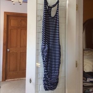 Athleta navy and white striped racer backed dress